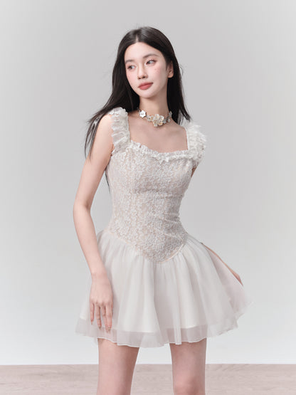 Lace Feminine Sweet Short Flower One-Piece