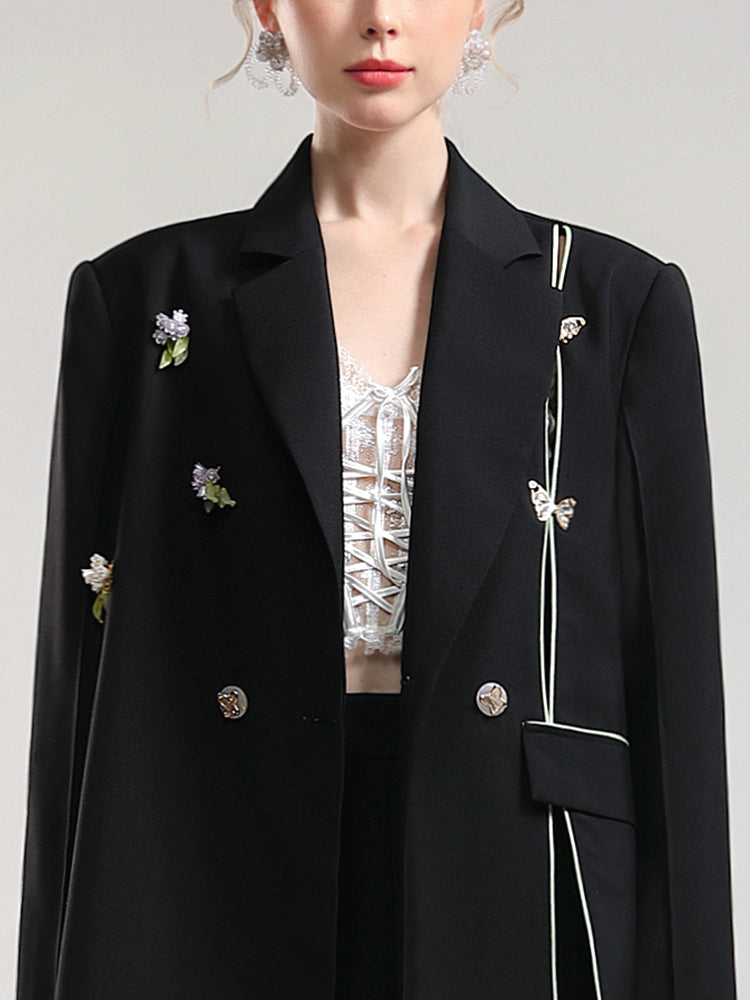 Butterfly Flower Chic Contrast Oversize Jacket