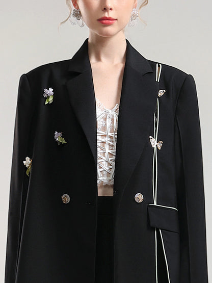 Butterfly Flower Chic Contrast Oversize Oversize Veste