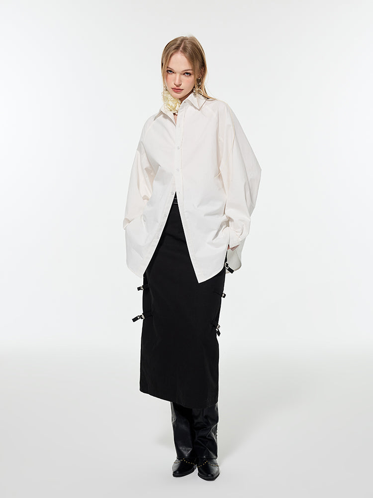 Oversize vivd Loose Big-Silhouette Plain Shirt