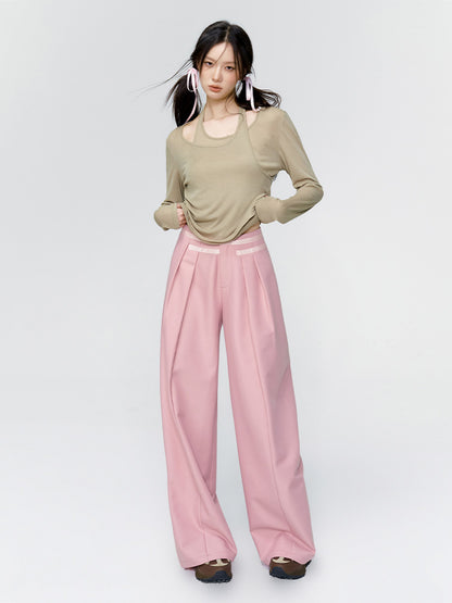 Wide-Leg Casual Straight Pants