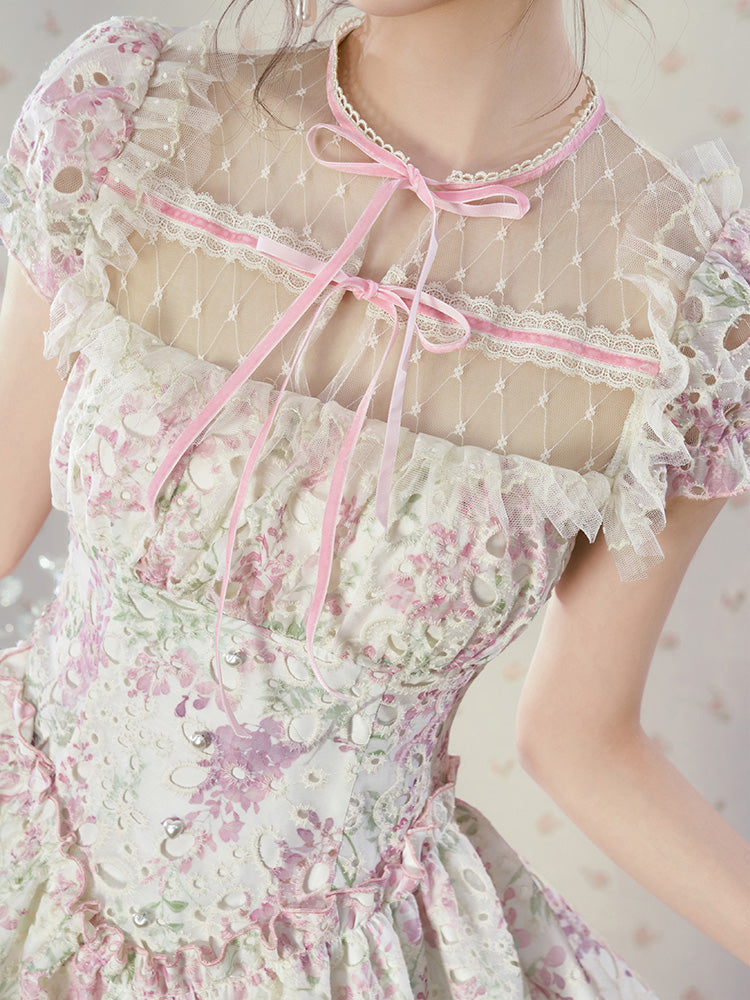 En dentelle de fleur ruban féminin mignon une seule pièce