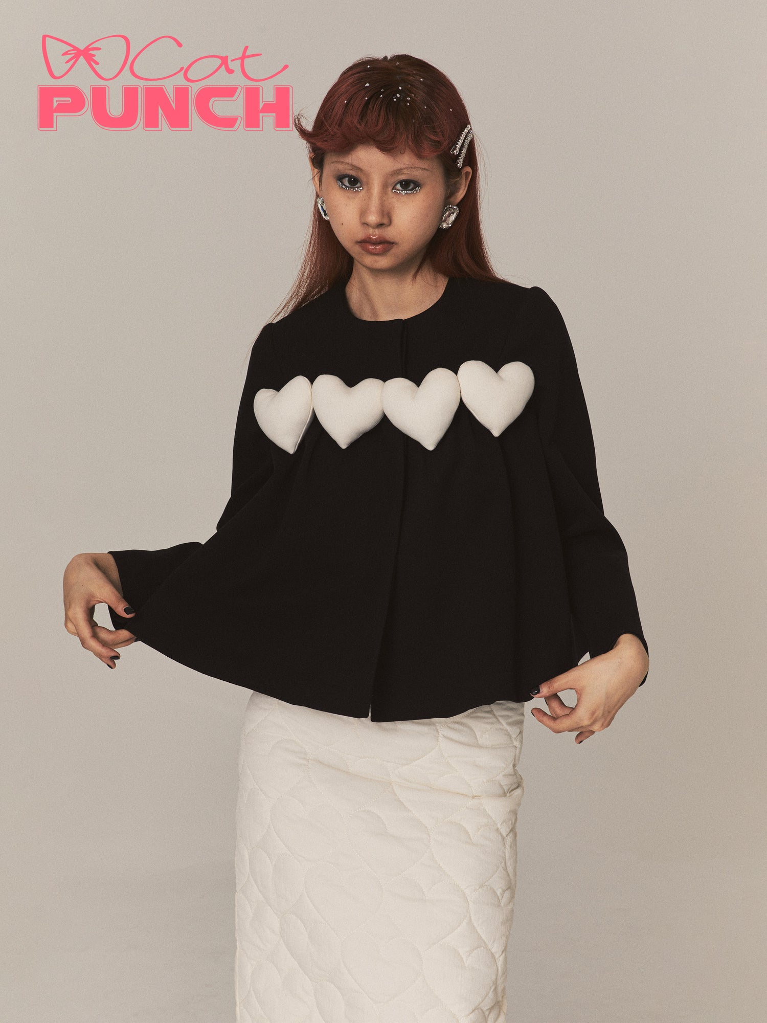 Chic 3D Heart Nichi Flare Crew-Neck Wool Tops