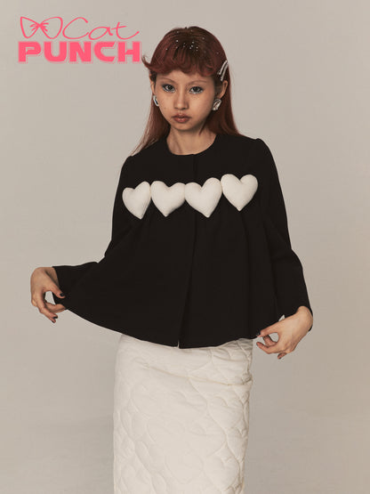 Chic 3d Heart Nichi Flare Crew-Hals-Wolltips