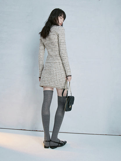 Tweed Slim Classy Suit Jacket&amp;Mini-Skirt