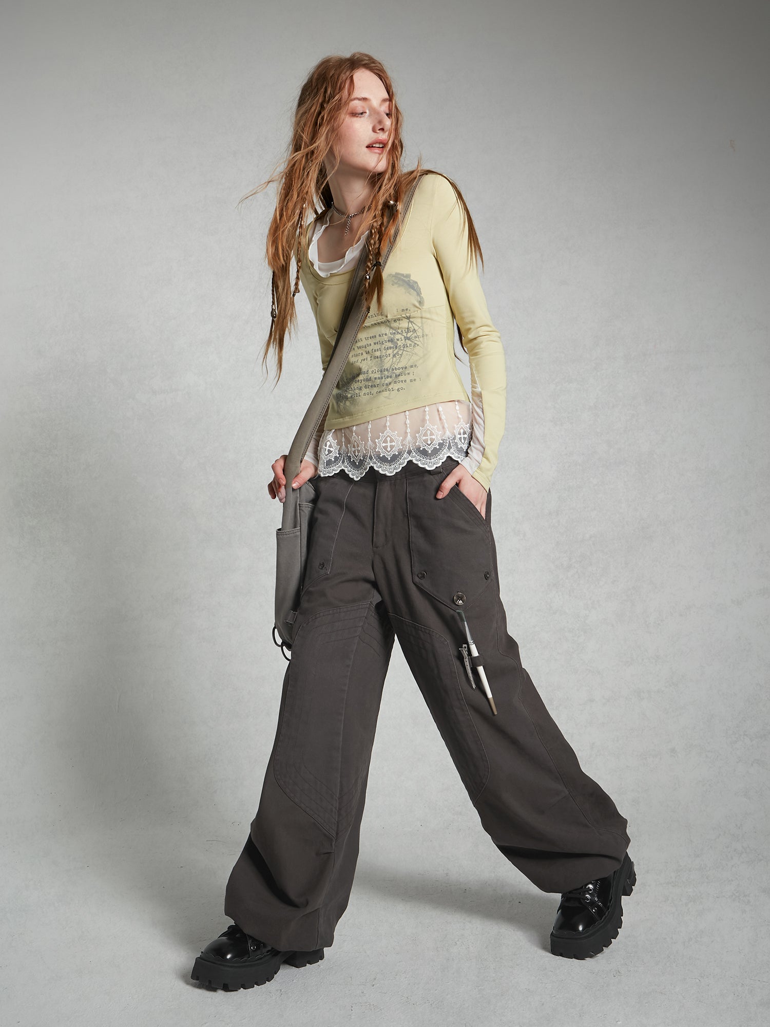 Drawstring Loose Casual Cargo Wide-Pants