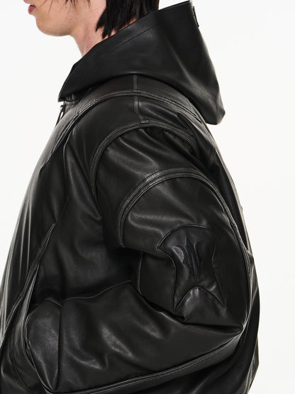 Hoodie Leather Cool Smooth Jacket