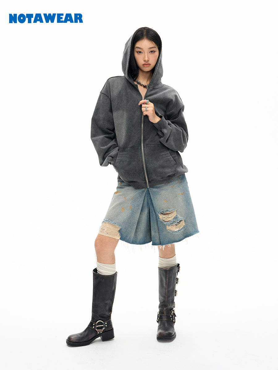 Faded Big-Silhouette Hoodie Oversize Parka