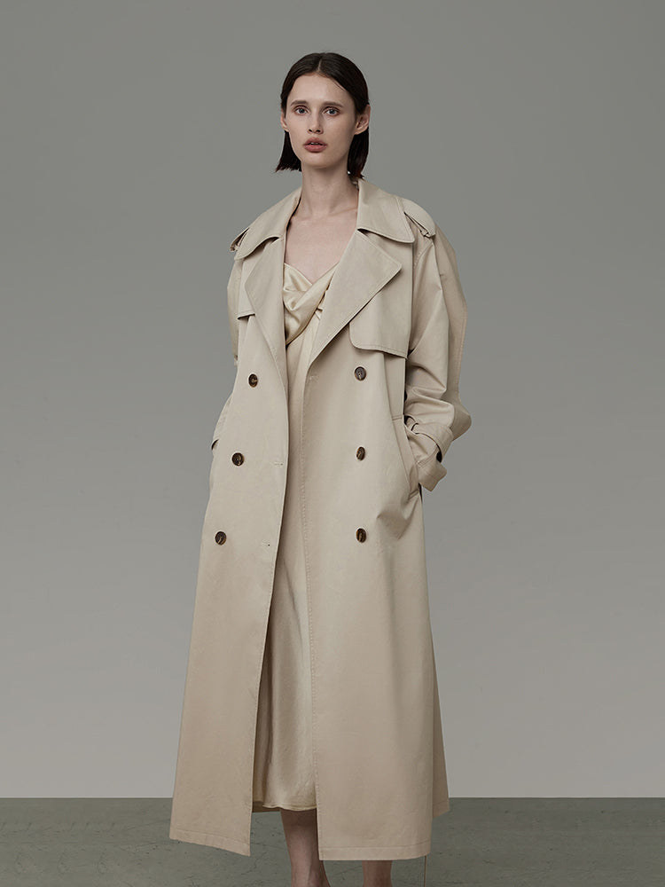 Long Formal Plain Classy Trench-Coat