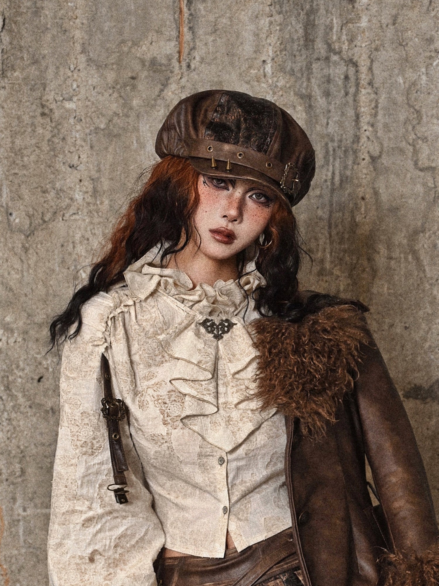 Leather Rock Belt Nichi Embroidery Hat Casket