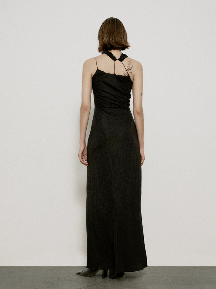 Nichi Drape Long Asymmetri Enge elegante einteilige Teile