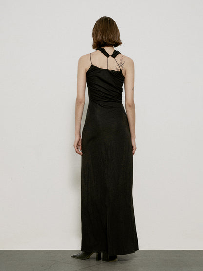 Nichi Drape Long Asymmetri Enge elegante einteilige Teile