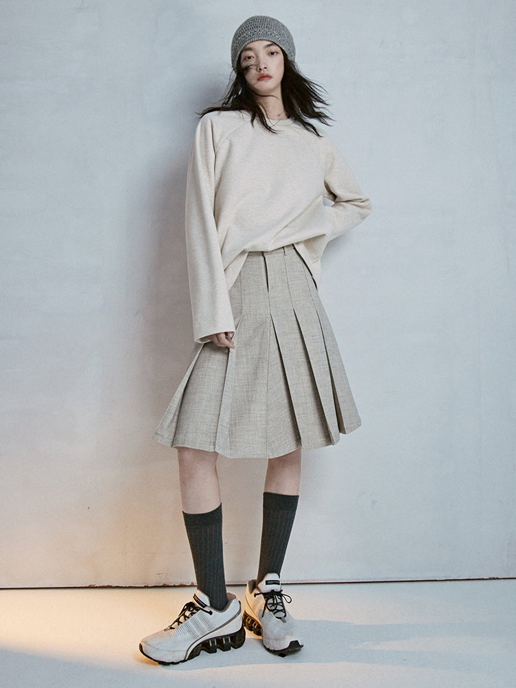 Natural Simple Oversize Crew-Neck Pullover