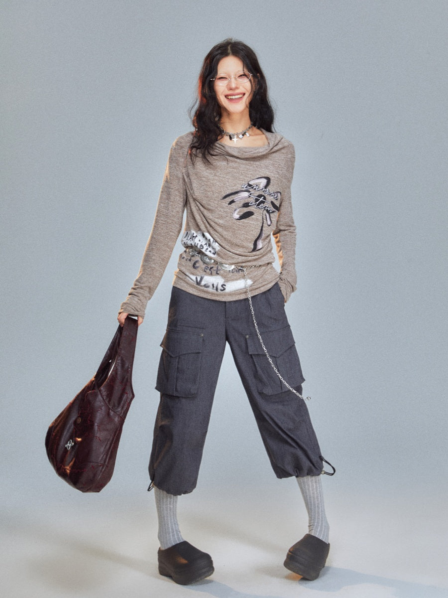 Casual Cropped Side-Pocket Sporty Cargo-Pant