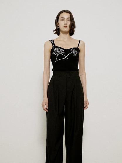 Embroidery Rose Monotone Chic Innner Camisole