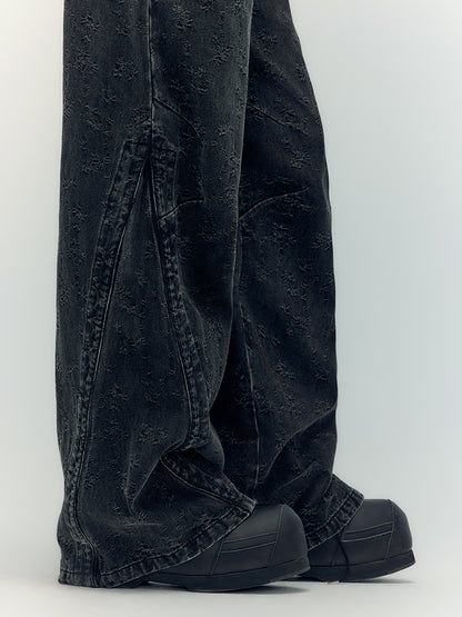 Pantalon large lâche décontracté en denim