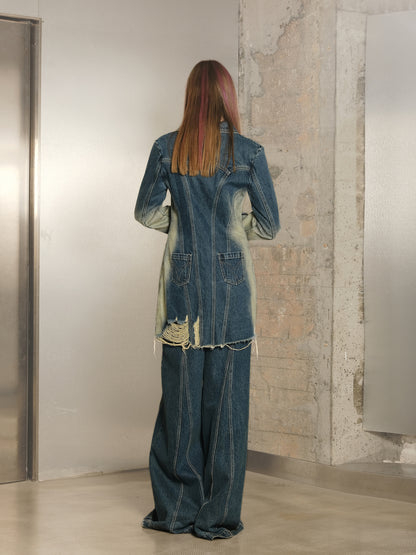 Dommages en denim Casual Casched Long-tops