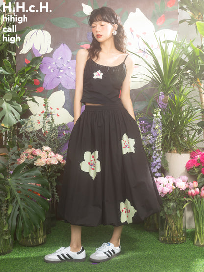 Retro Flower Girly Fluffily Long-Skirt