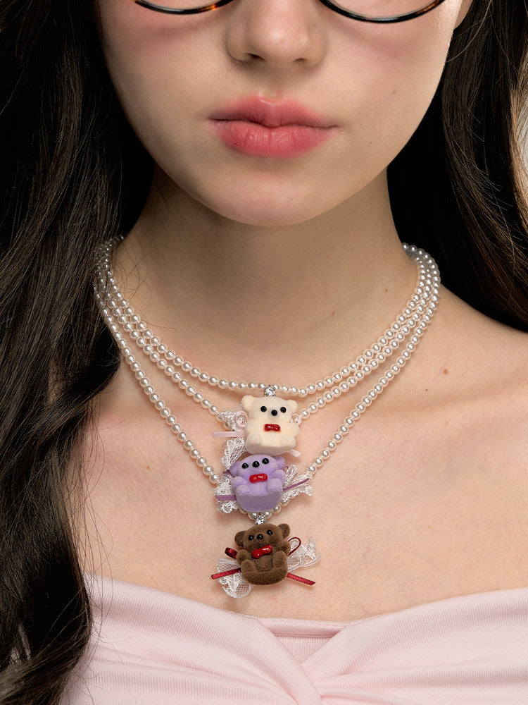 Bear Pearl Cute Fancy Necklace