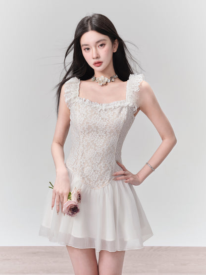 Lace Feminine Sweet Short Flower One-Piece