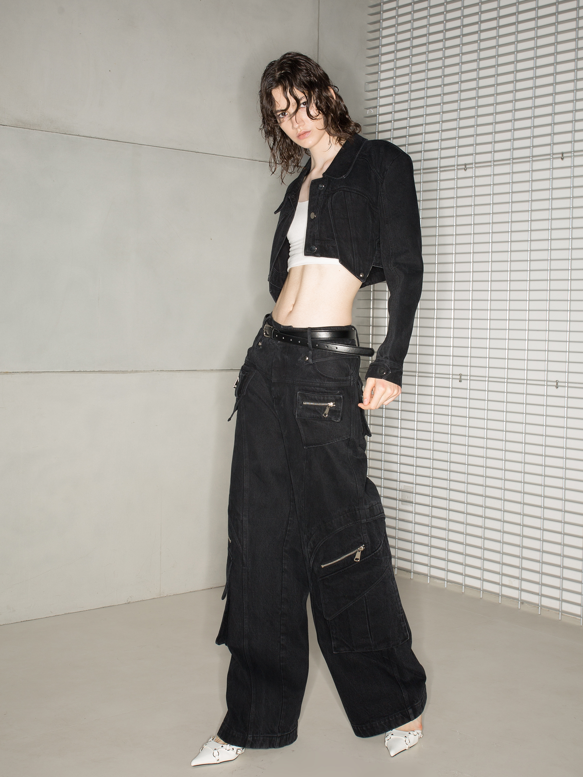 Casual Loose Zip-Pocket Wide-Pants Denim-Pants