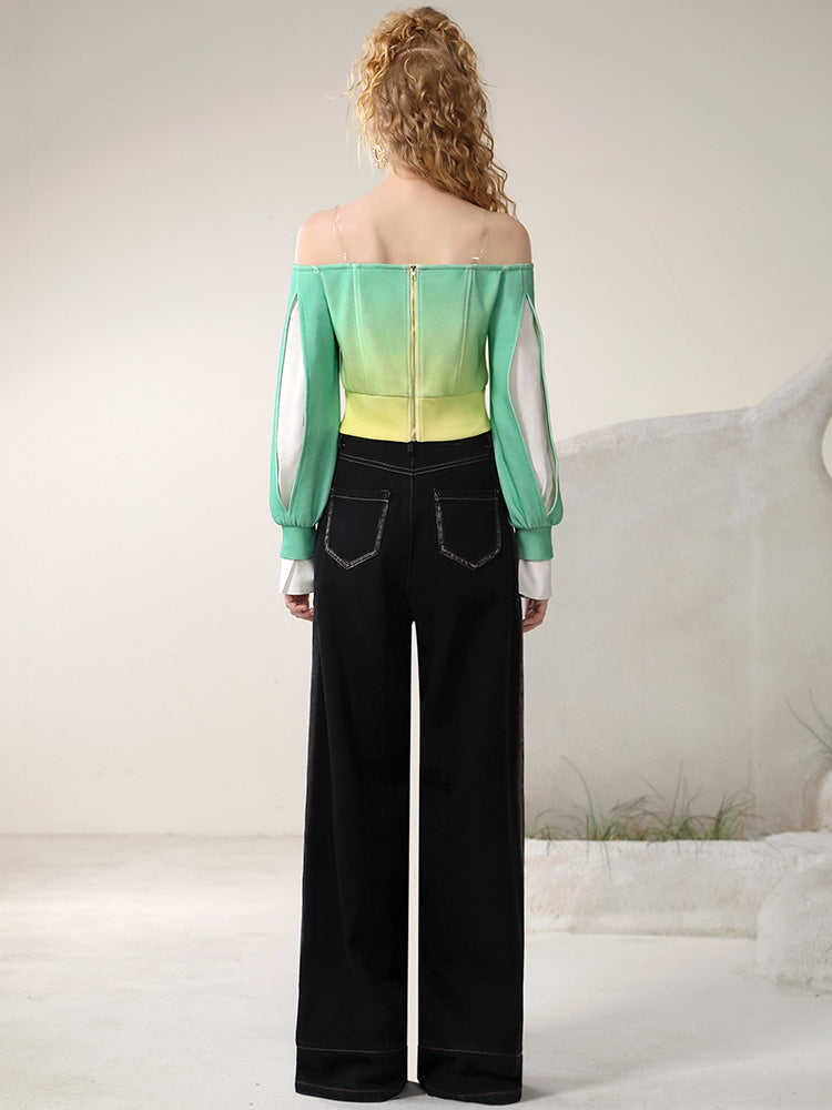 Straight Loose Plain High-Waist Cool Wide-Pants