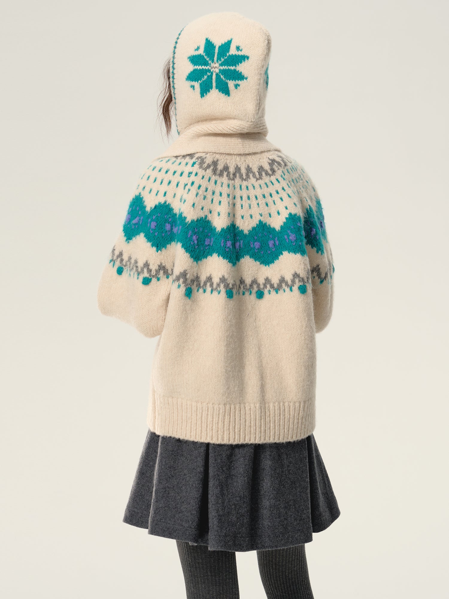 Retro Nordic Soft Hoodie-Muffler Knit