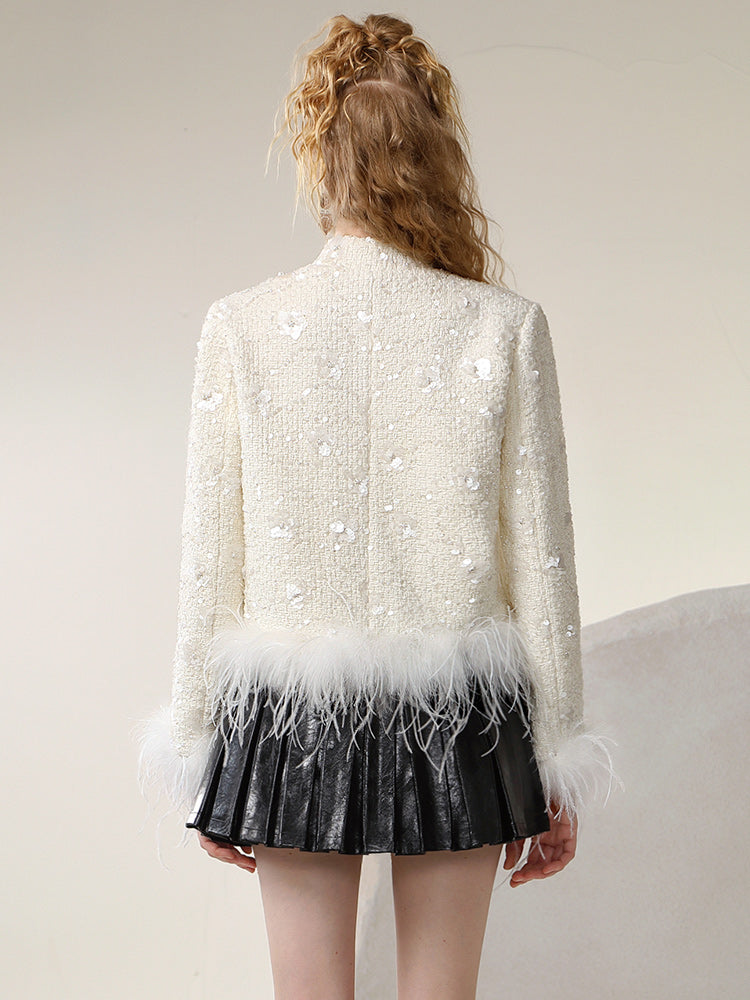 Fur Nichi China No-Collar Retro Chic Classy Jacket