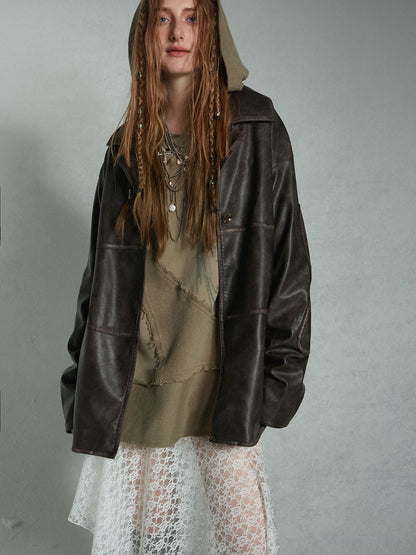 Leather Oversize Cool Loose Jacket