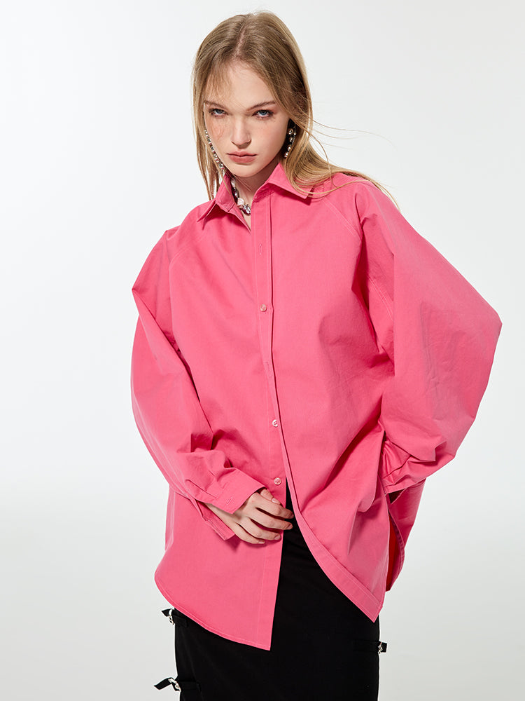 Oversize vivd Loose Big-Silhouette Plain Shirt