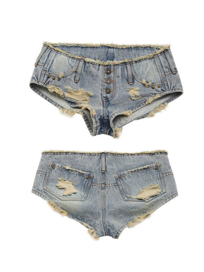 Denim Short-Pants Damage Crash Tight Hot-Pants