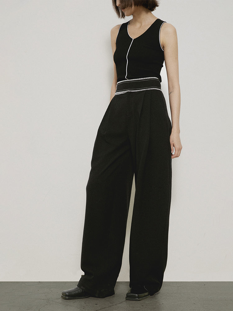 High-Waist Straight Wide-Leg Classy Chic Pants