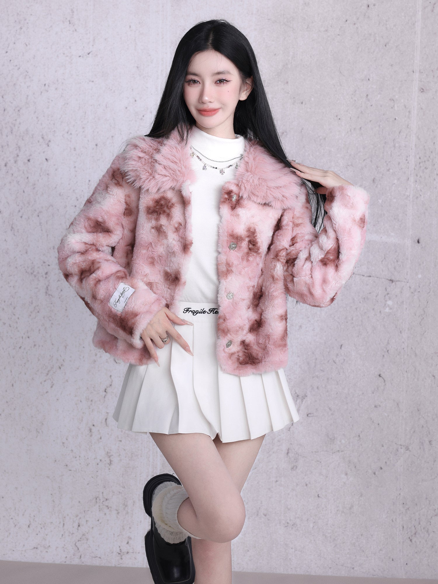 Speckled Fur Elegant Fluffily Jacket