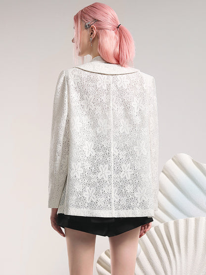 Punching Flower Lace Sheer Feminine Jacket