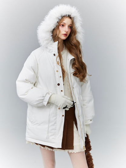 Fuh-Hood Cotton Middle Cotton chic blanc Down-Jacket