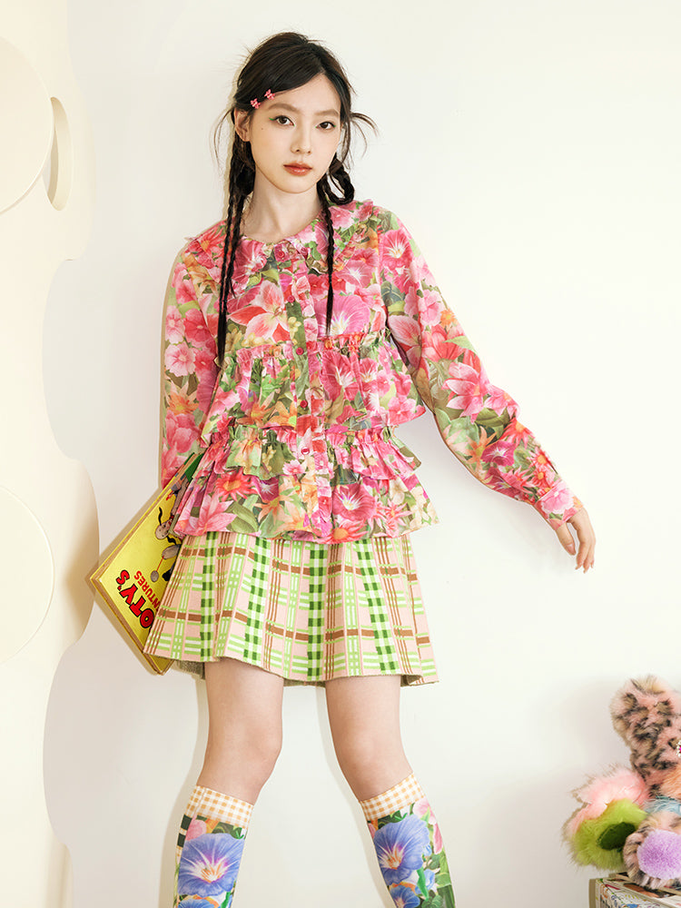 Flower Vivid Gorgeous Tiered Frill Shirt