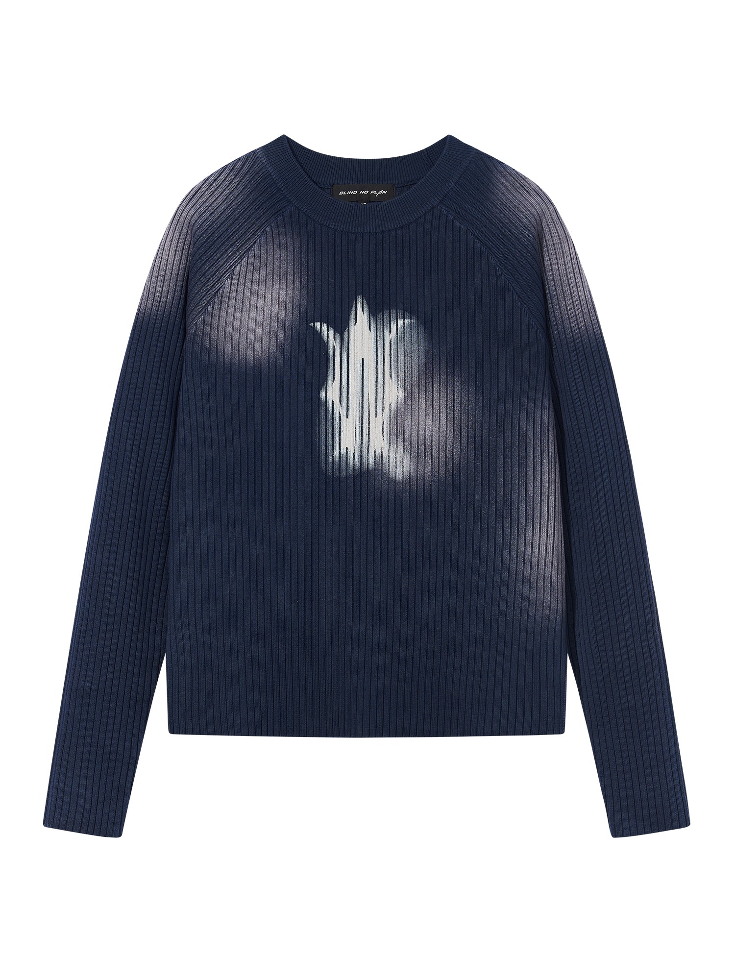 Gradation Washed Crew-Neck Rib-Knit