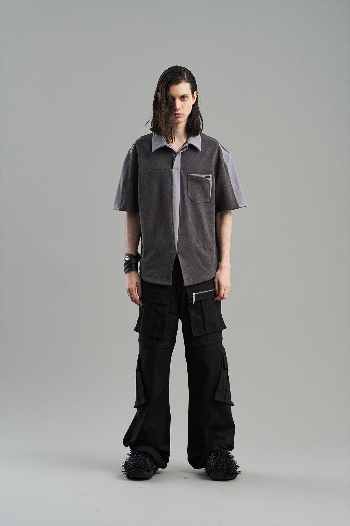 Contrast Casual Monotone Shirt