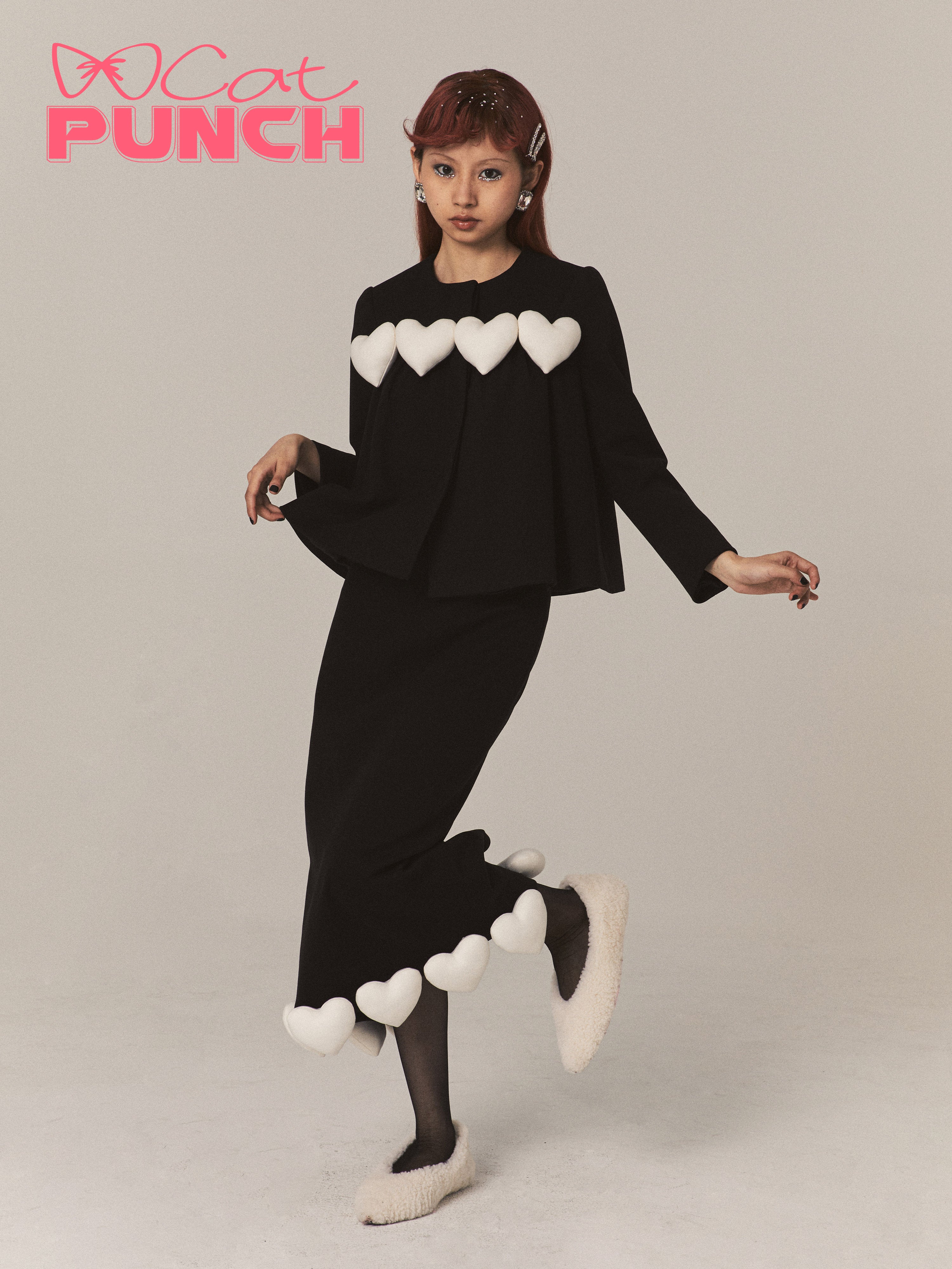 Chic 3D Heart Nichi Flare Crew-Neck Wool Tops