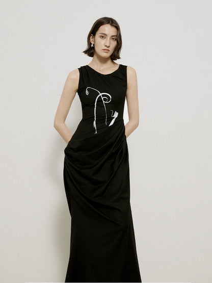 Drape Silhouette Long Nichi Sleeveless One-piece