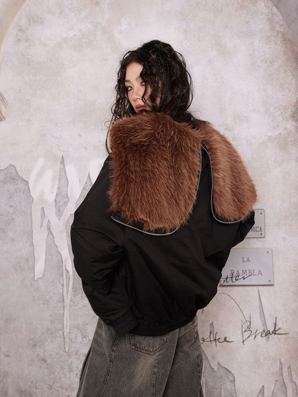 Fur-Collar Big-Collar High-End Elegant Blouson