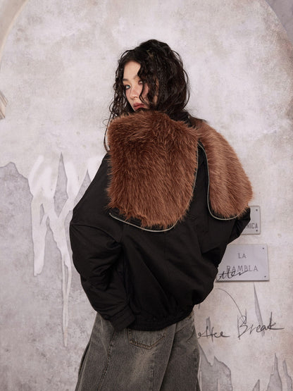 Fur-Collar Big-Collar High-End Elegant Blouson