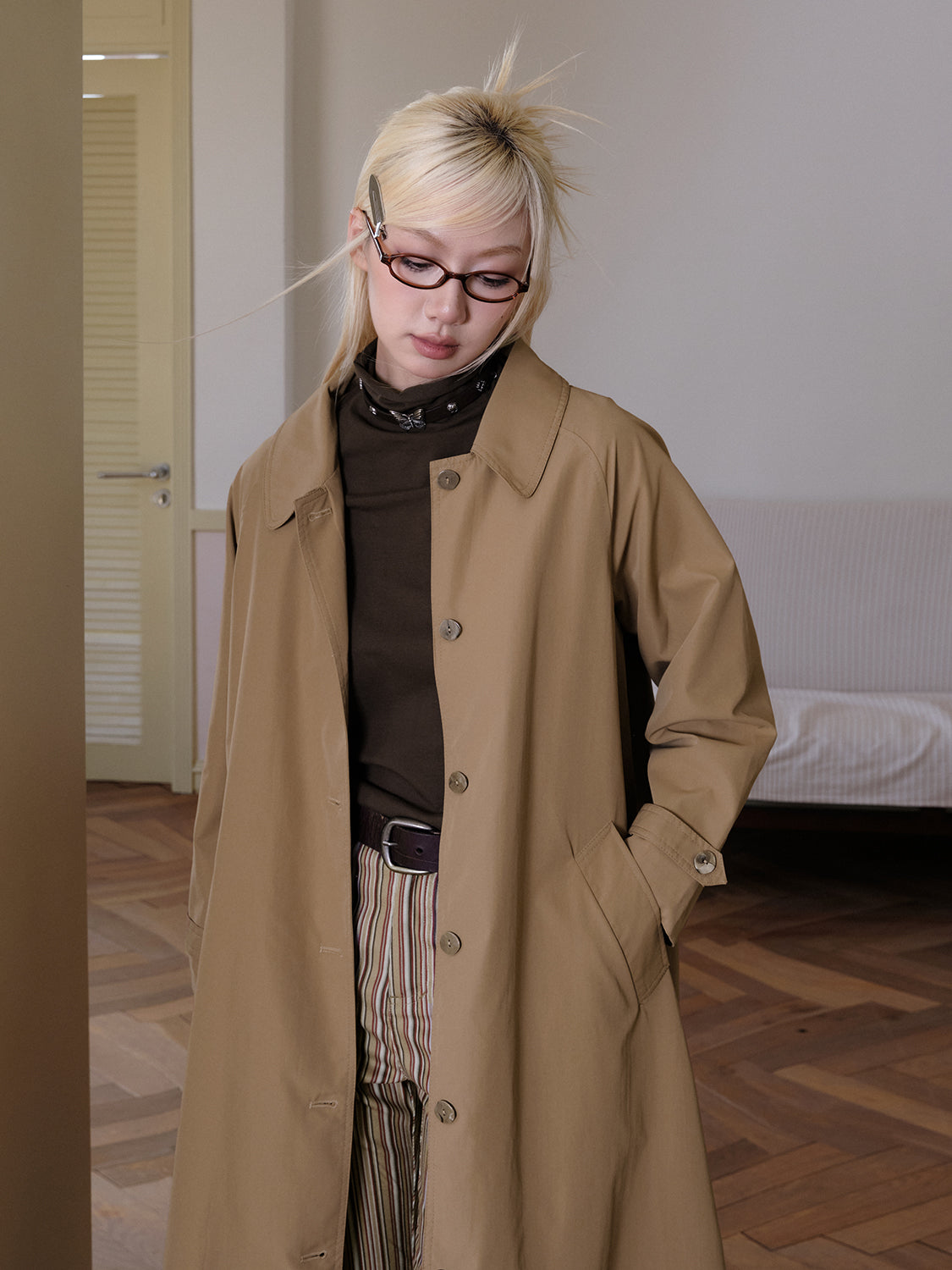 Formal Classu Simple Oversize Long-Coat Trench-Coat