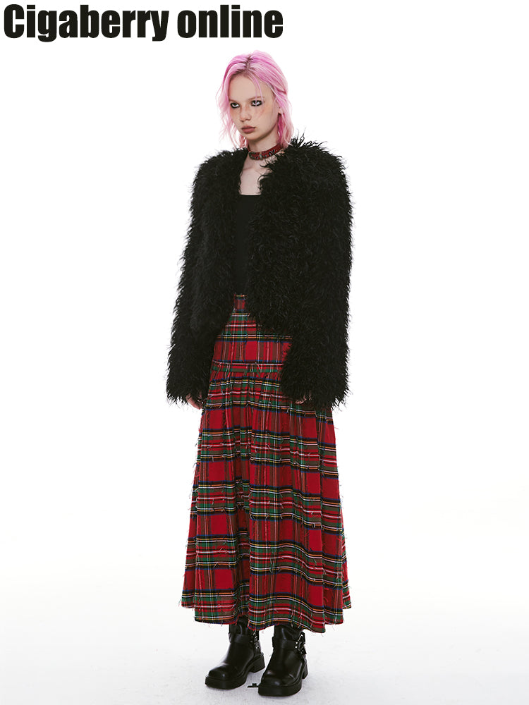 2Way Checked Girly Punk Unique Short-Skirt Long-Skirt