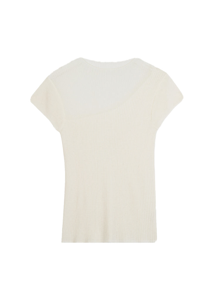 Sheer Thin French-Sleeve Tight Summer-Knit