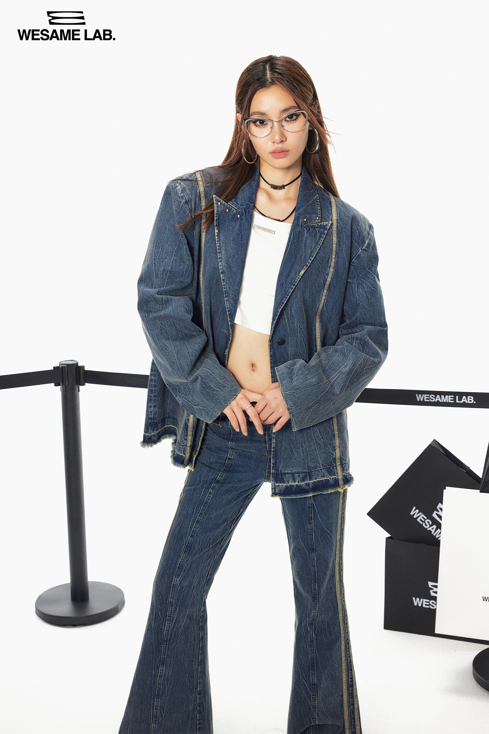 Oversize Casual Retro Quasten Denim-Jacket