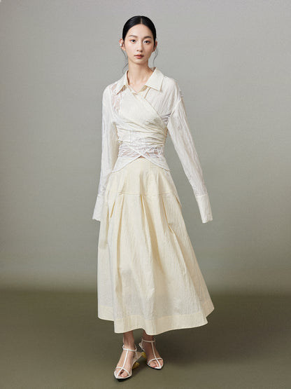 Simple Chic Flare Natural Long-Skirt