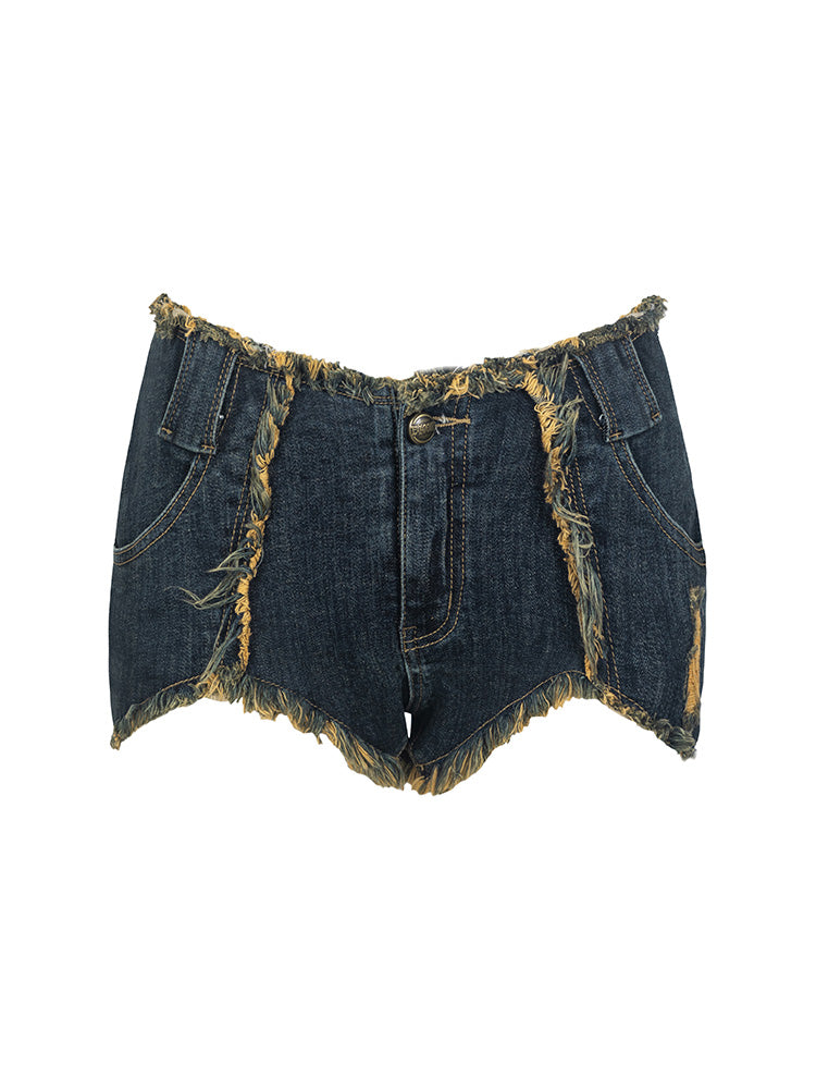 Denim Tassel Tight Hot-Pants