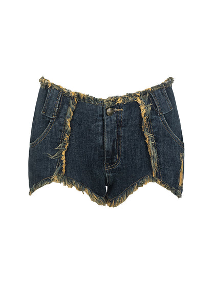 Denim Tassel Tight Hot-Pants