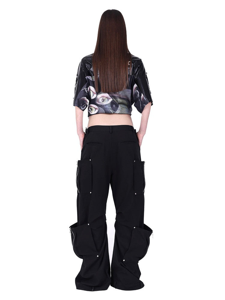 Unisex Nixhi Side-Pocket Loose Wide-Pants